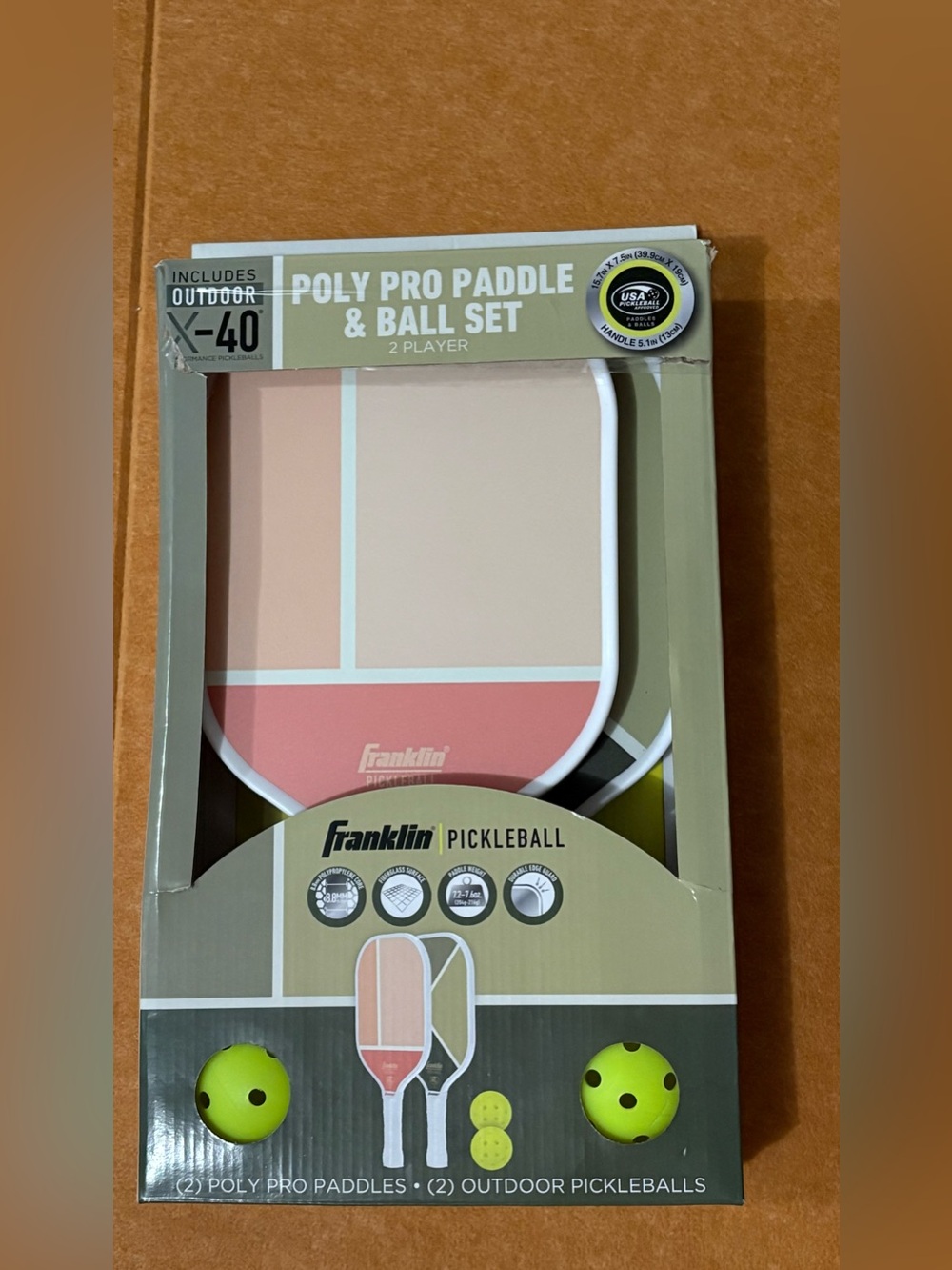 Franklin Sports 2 Player Poly Pro Pickleball Set with Balls - Pink/Green